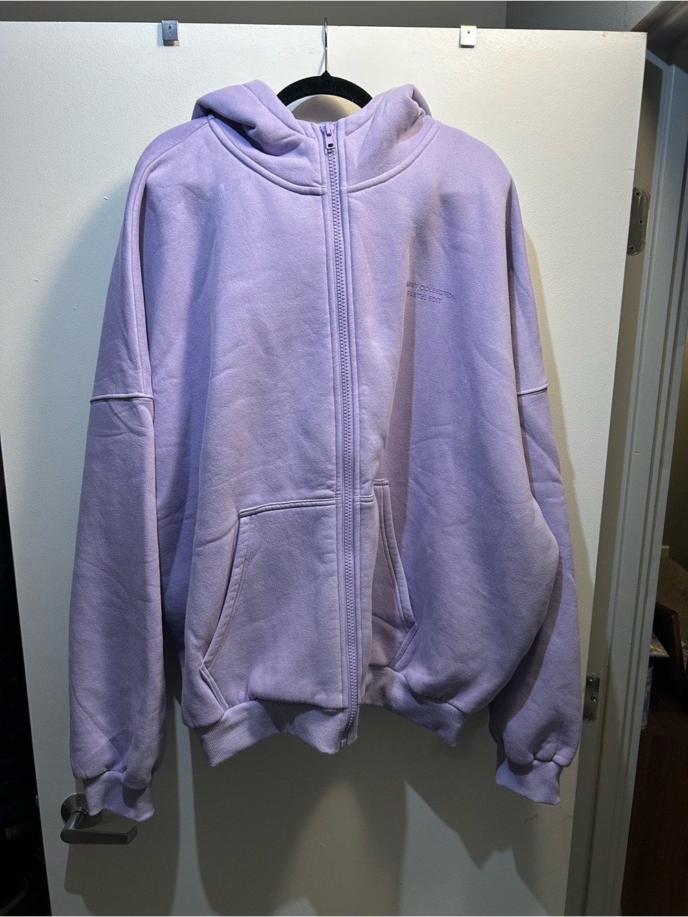 Lavender Full-Zip Hoodie with Kangaroo Pockets